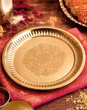 habere india Engraved Brass Pooja Thali-picture-21