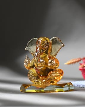 afast Handmade Crystal Glass Ganesha Showpiece - 5 cm x 5 cm x 5.5 cm-picture-53