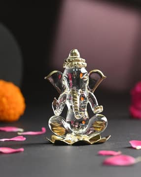 afast Crystal Glass Ganesh Idol Showpiece - 5 cm x 5 cm x 7 cm-picture-51