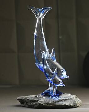 afast Handcrafted Glass Dolphin Family Showpiece - 8 cm x 7 cm x 16 cm-picture-19