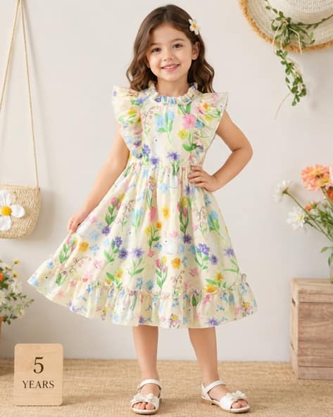 Girls Ruffles Sleeveless A-Line Dress