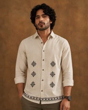 Men Embroidered Regular Fit Shirt