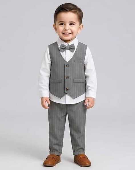 Pixie N Prince Boys Striped Cotton Suit Set