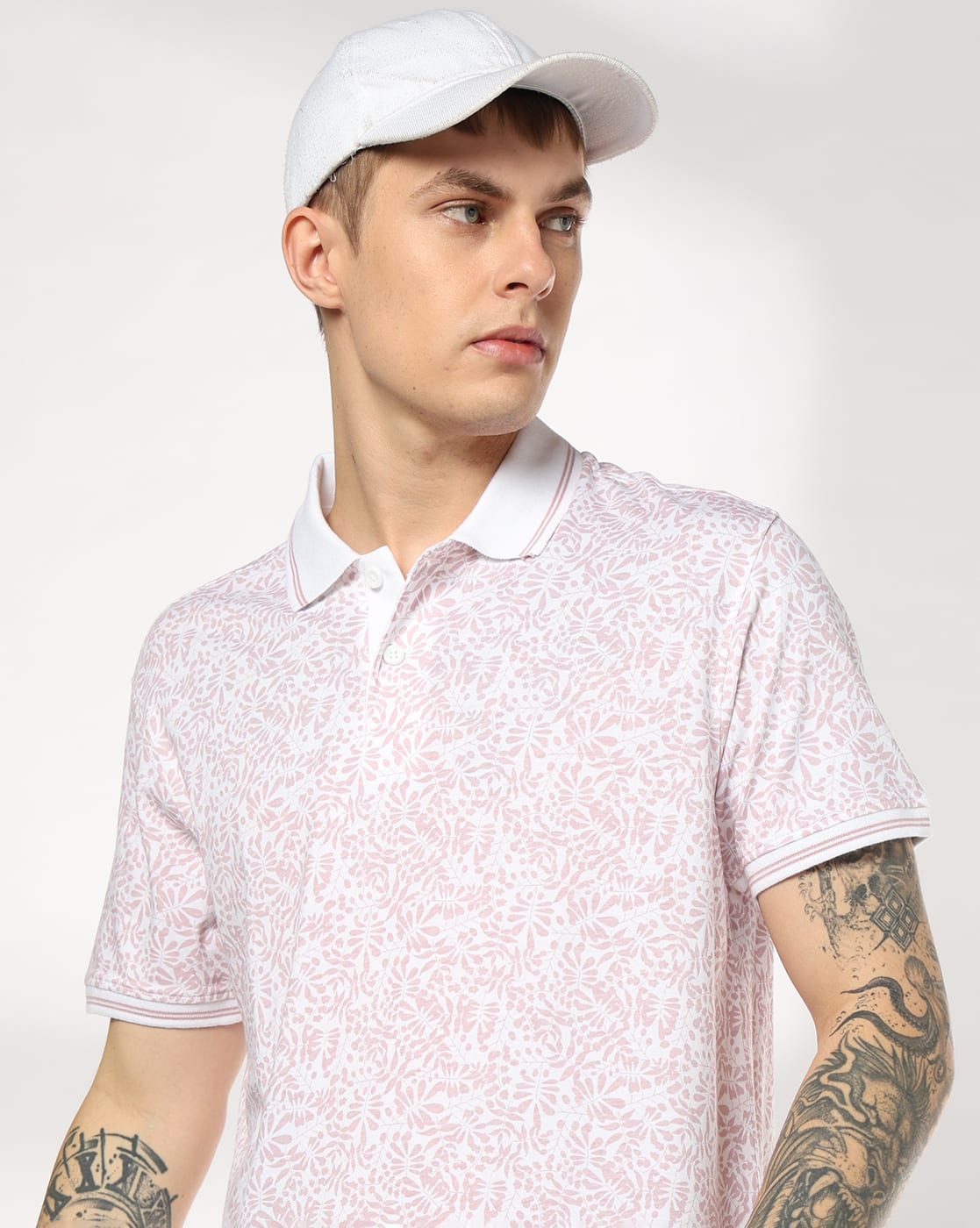 Men Printed Slim Fit Cotton Polo T-Shirt