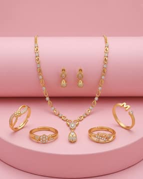 brado jewellery Women AD Studded Multi-Piece Necklace Set-picture-10