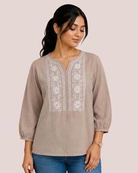acai Women Embroidered Straight Fit Tunic-picture-20