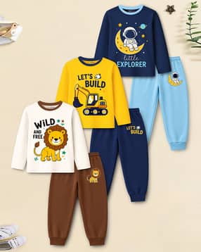 trampoline Boys Pack of 3 Printed T-Shirt & Pants Sets-picture-51