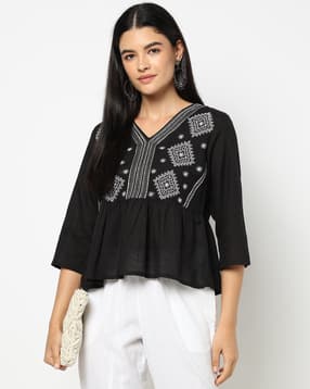 yousta Women Embroidered Regular Fit Peplum Top-picture-34