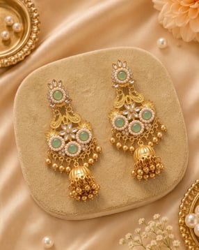 brado jewellery Women Gold-Plated Stone-Studded Drop Earrings-picture-26