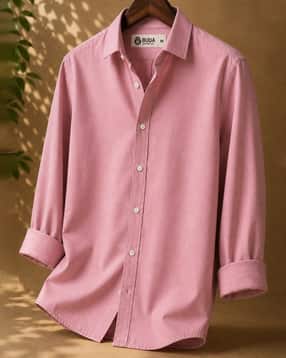 Men Regular Fit Shirt with Spread-Collar