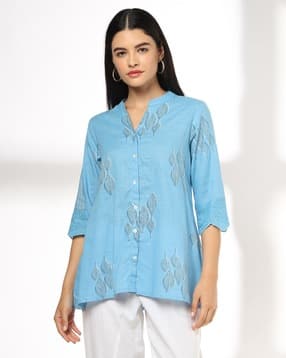 siyahi Women Leaf Print Relaxed Fit Tunic-picture-23