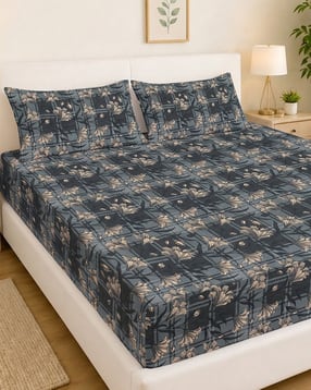 140 GSM Floral Print King Bedsheet with Pillow Covers