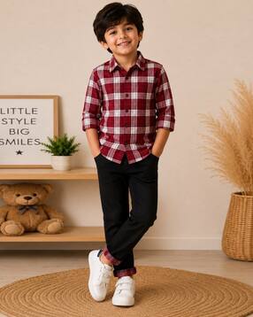 pixie n prince Boys Checked Shirt & Pant Set-picture-35