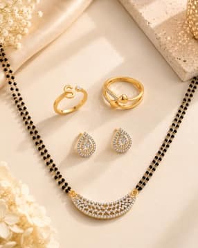 brado jewellery Women Gold Plated Mangalsutra & Earrings Set with Ring-picture-33