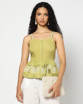 yousta Women Embroidered Regular Fit Peplum Top-picture-18