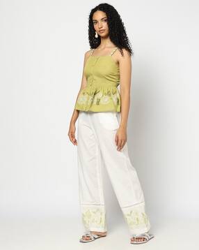 yousta Women Embroidered Pants with Insert Pockets-picture-21