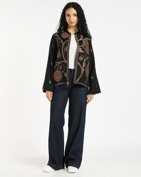 svrnaa by azorte Winter Jacquard Jacket with Floral Motifs-picture-31