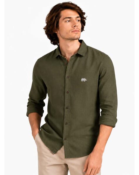 Buda Jeans Co Men Embroidered Regular Fit Shirt