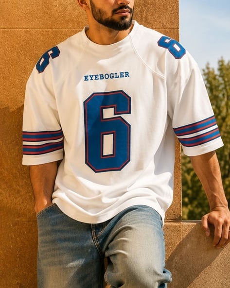 EYEBOGLER Men Printed Oversized Fit T-Shirt