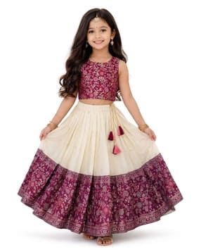 pixie n prince Girls Floral Print Lehenga & Choli Set-picture-49
