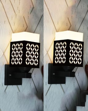 pack of 2 wooden led wall lamps - gh68