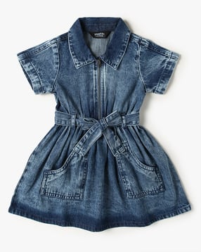 yousta Girls Washed Shirt Dress with Belt-picture-11