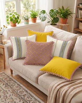 urban space Set of 5 Geometric Print Cotton Cushion Covers-picture-20
