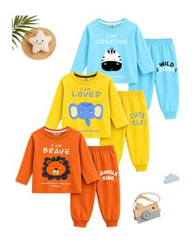 kuchipoo Boys Pack of 3 Typographic T-Shirt & Joggers Set-picture-11