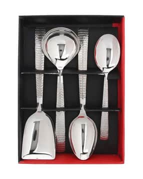fns Set of 4 Hammered Stainless Steel Serving Spoons-picture-33