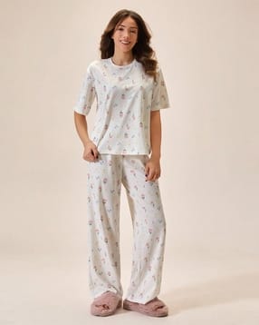 zwerlon x ag Women Cotton Printed T-Shirt & Pyjamas Set -picture-23