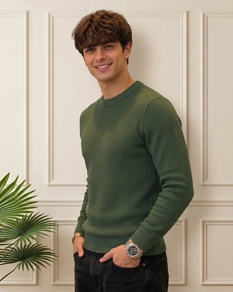 Men Regular Fit Round-Neck Sweater - Image 3