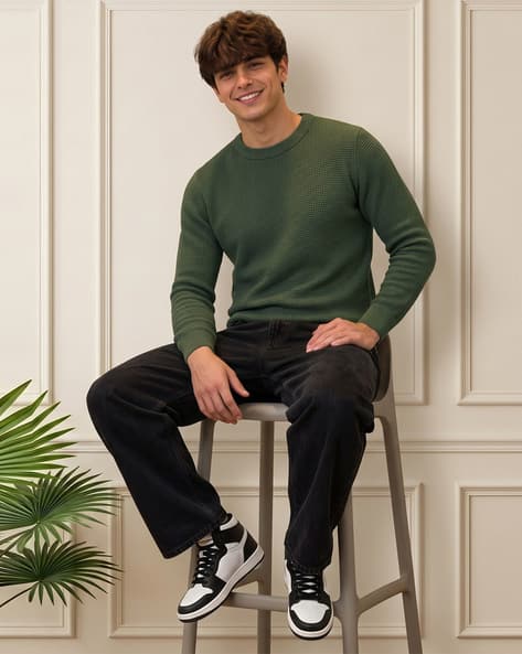 Men Regular Fit Round-Neck Sweater - Image 5