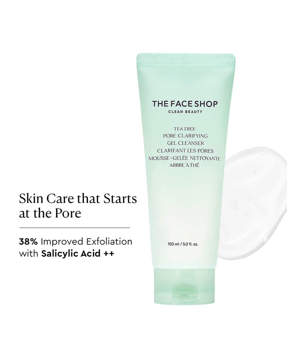 Tea Tree Pore Clarifying Gel Cleanser - Korean Face Wash with Salicylic Acid