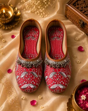 indie picks Women Embroidered Mojaris with Ghungroo image