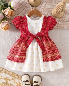 saraha designer Girls Geometric Print Fit & Flare Dress-picture-10