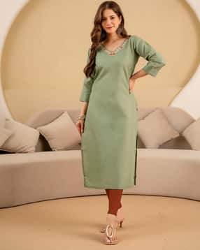acai Women Embroidered V-Neck Straight Kurta-picture-18