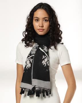 matchitt Women Floral Print Scarf with Tassels-picture-1