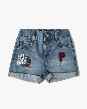 playday Boys Typographic Print Regular Fit Denim Shorts-picture-32