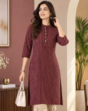acai Women Striped No Darts Straight Kurta-picture-10