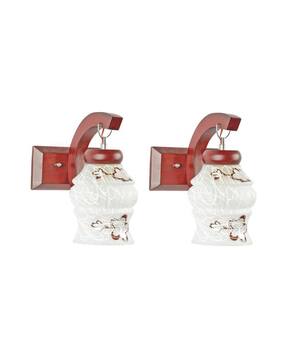 somil Wooden Wall Lamp with Hand-Decorated Glass Shade-picture-36