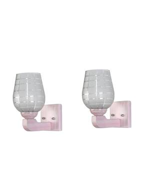 somil Set of 2 LED Wall Lamps with Hand-Painted Glass Shades-picture-20