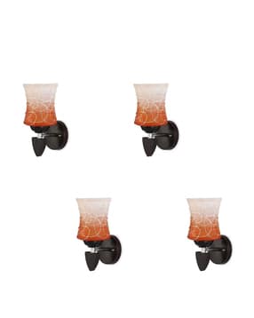 somil Set of 4 LED Wall Lamps with Hand-Painted Glass Shades-picture-43