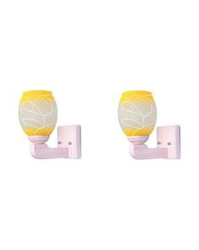somil Set of 2 LED Wall Lamps with Hand-Painted Glass Shades-picture-21
