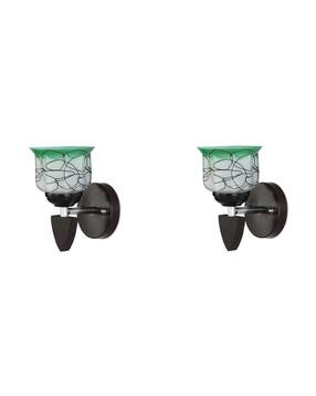 somil Set of 2 LED Wall Lamps with Hand-Painted Glass Shades-picture-18