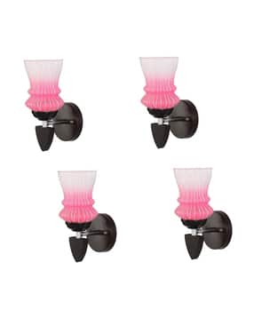 somil Set of 4 LED Wall Lamps with Hand-Painted Glass Shades-picture-15