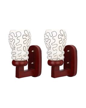 somil Wooden Wall Lamp with Hand-Decorated Glass Shade-picture-24