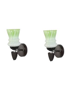 somil Set of 2 LED Wall Lamps with Hand-Painted Glass Shades-picture-4