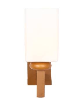 somil Wooden Wall Lamp with Hand-Decorated Glass Shade-picture-3
