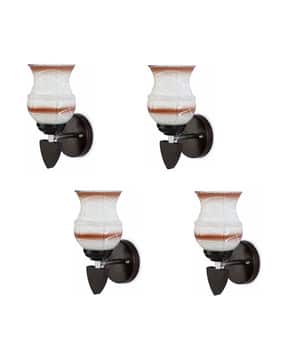 somil Set of 4 LED Wall Lamps with Hand-Painted Glass Shades-picture-7