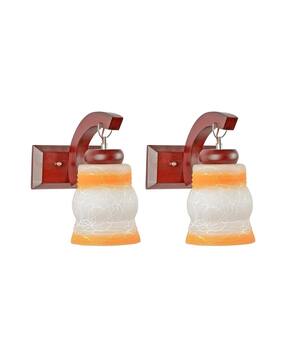 somil Wooden Wall Lamp with Hand-Decorated Glass Shade-picture-8